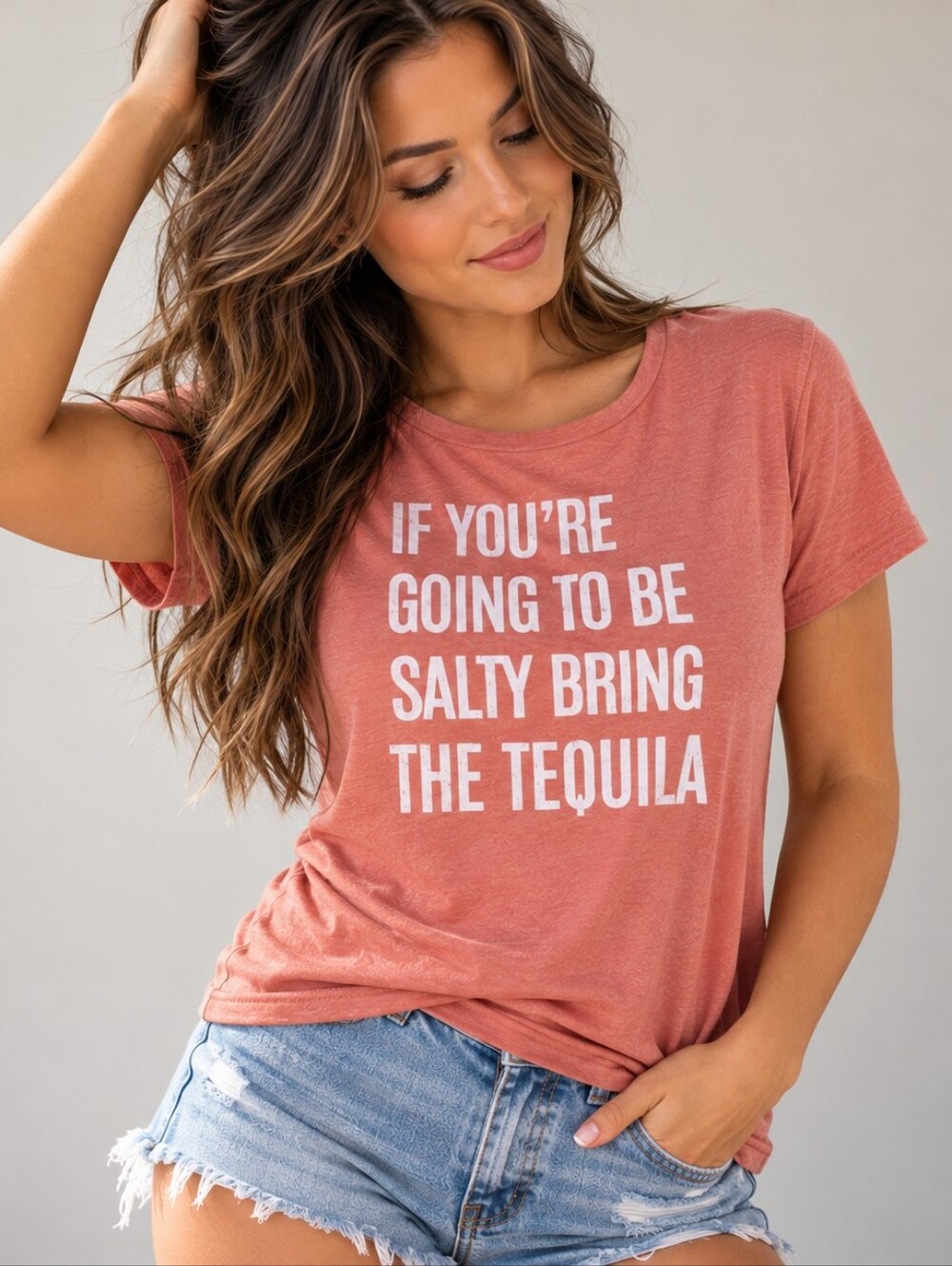 Cotton Heritage Large Coral Pink Tequila Salty T-shirt
